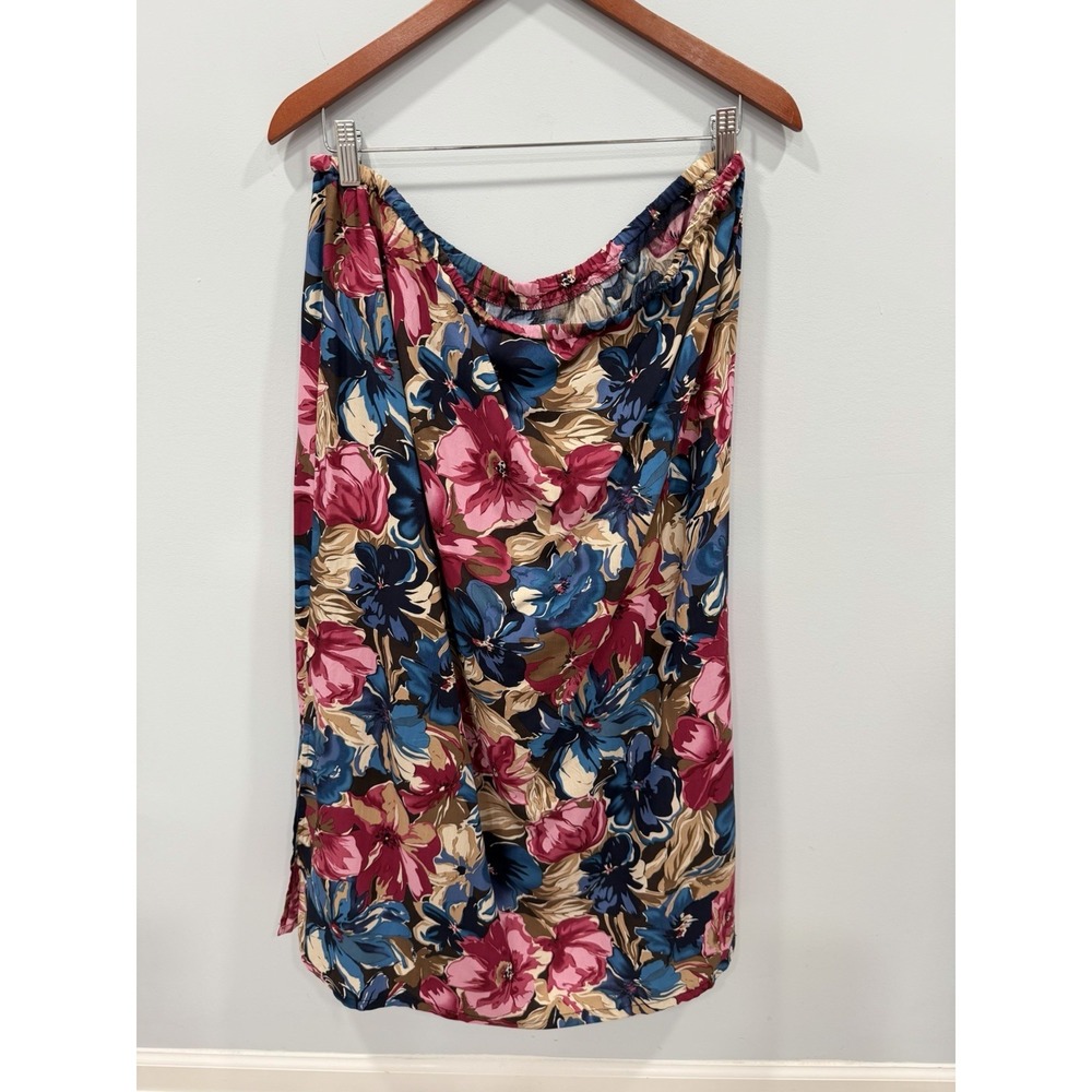 Islander Floral Rayon Maxi Skirt XL Boho Tropical Pull On Flowy Beach Resort - Picture 2 of 7